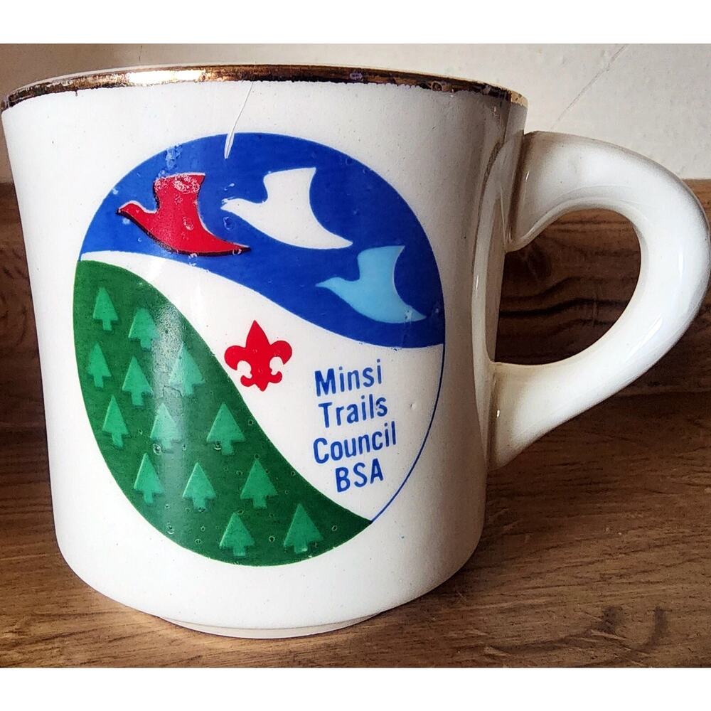 Vintage Boy Scouts of America Minsi Trails Council Mug Cup BSA Shows Age SEE PIC